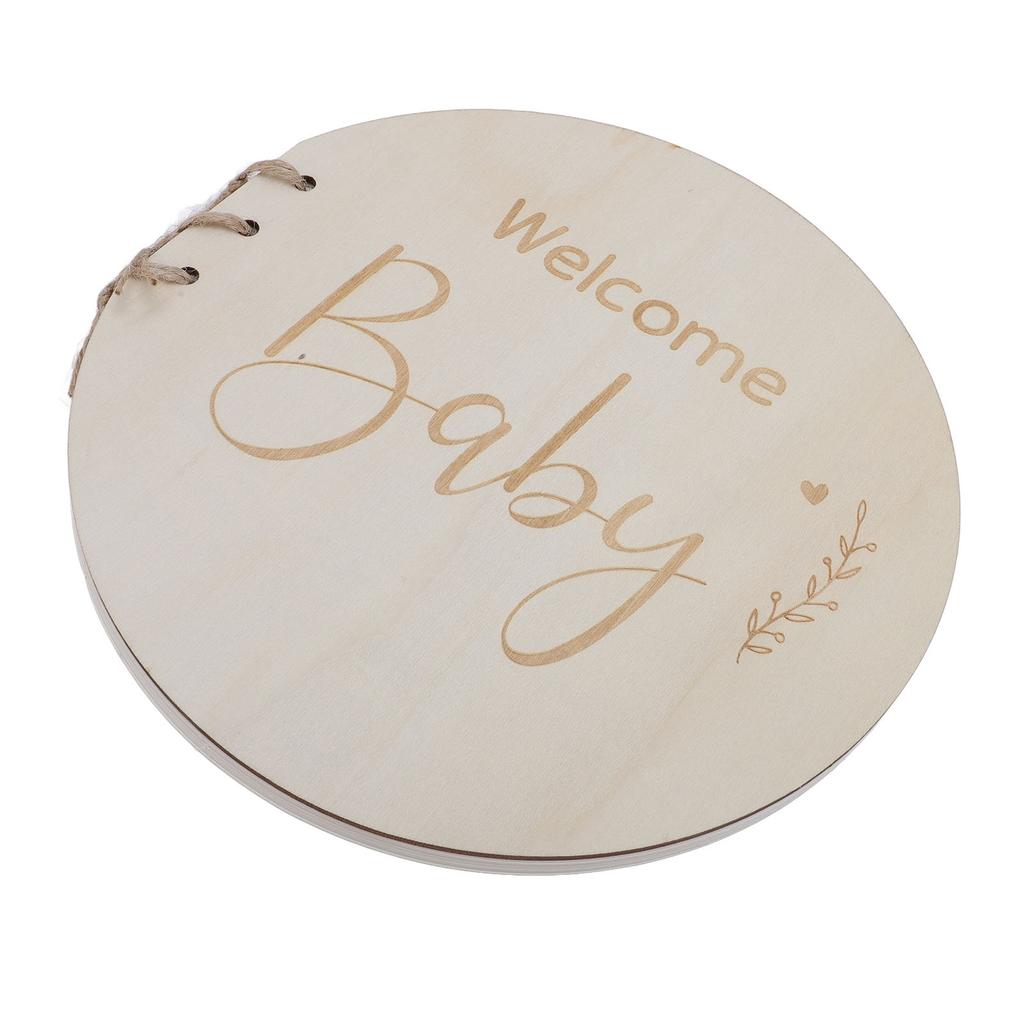 Wooden Baby Shower Guest Book Welcome Baby Sign In Blank Parties Keepsake Memory Book