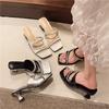 High-heeled Sandals Women's New Summer Skirt Thick-heeled Crystal Beautiful Cool Slippers Outer Wear