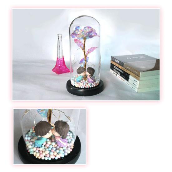 Светодиодная лампа Стеклянный колпак Роза Цветок Микроландшафт Декоративный свет Рождественский подарок