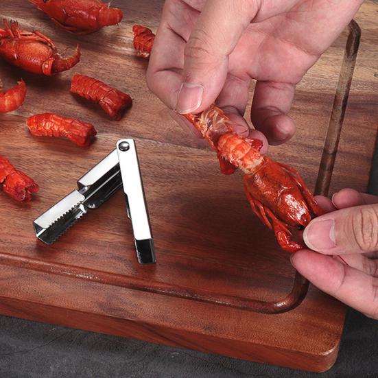 Нож для чистки раков из нержавеющей стали, быстрый инструмент для чистки рук, эффективный зубчатый дизайн, резак для хвостов креветок, кухонный гаджет для любителей морепродуктов