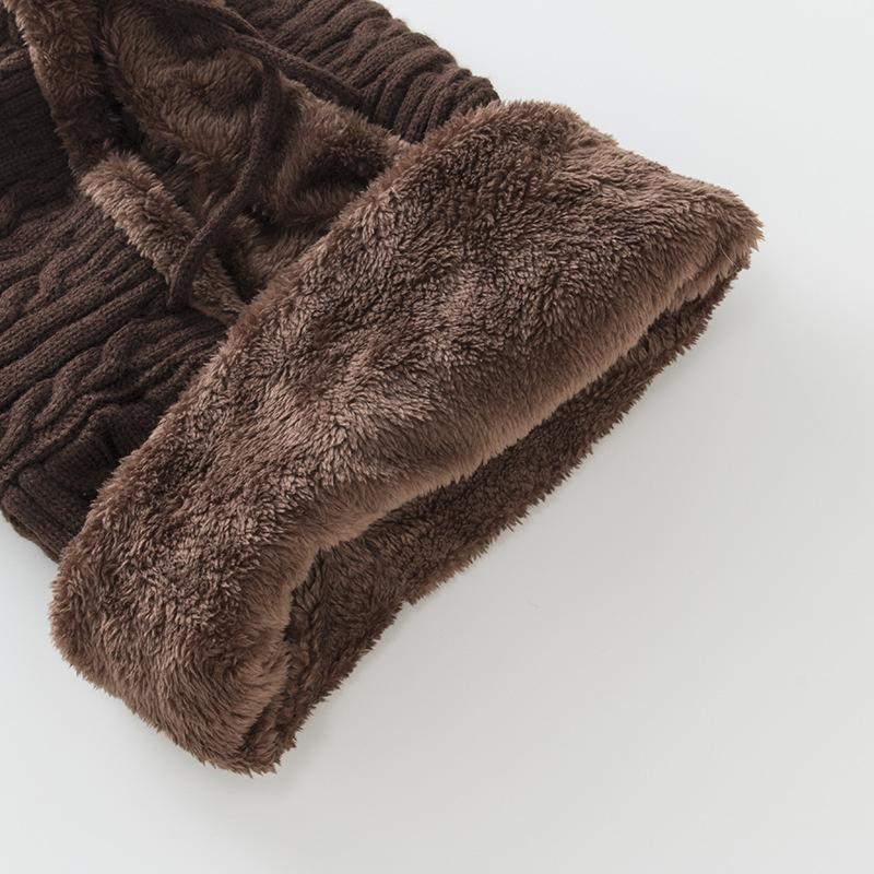 Женский зимний плюшевый вязаный пуловер, цельный шарф из жареного теста, шерстяные шапки с ушками