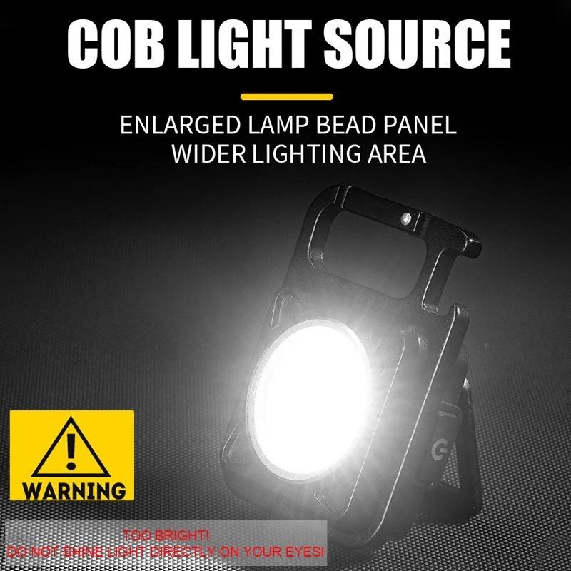 Мини-фонарик COB LED, сверхъяркий, для брелока, портативный, для кемпинга и отдыха на природе, с магнитом на конце и штопором.