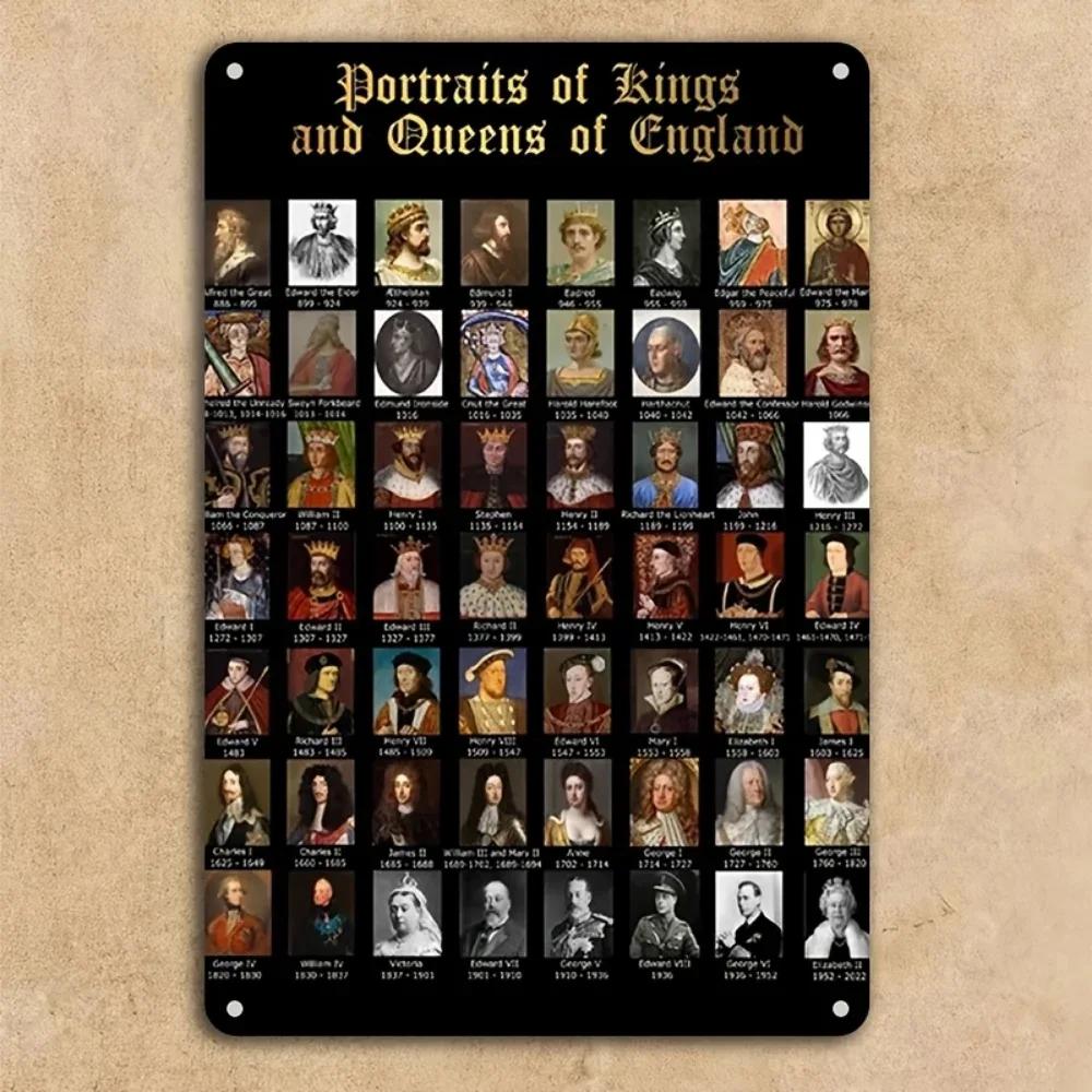 Aluminum Metal Sign, 1pc Royal History Wall Art. Waterproof and Versatile, Depicting English Royals, Ideal for Home & More.