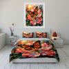 Butterfly on Vibrant Flower Bedding Duvet Cover Set Duvet Cover Pillowcases  (1*Duvet Cover 2*Pillowcases, without duvet insert)