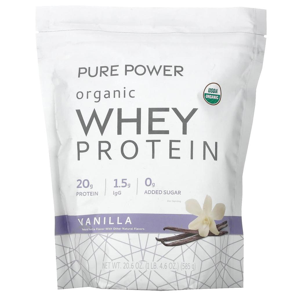 Dr. Mercola Pure Power, Organic Whey Protein, Vanilla, 1 Lb 4.6 Oz (585 G)