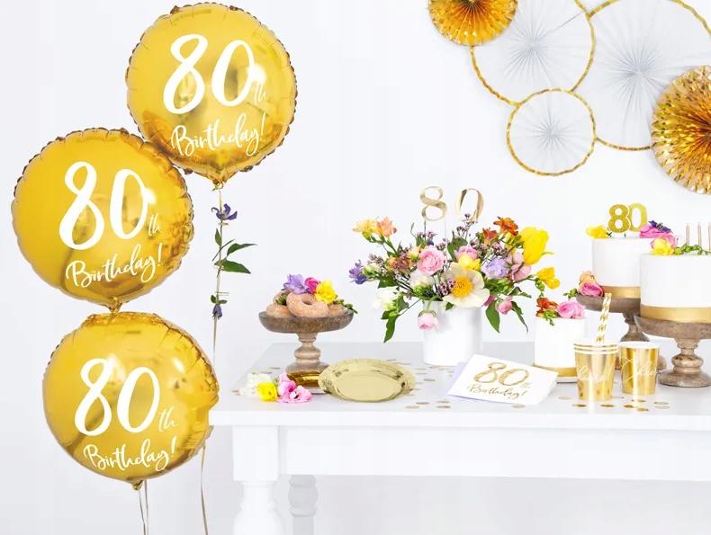 Balon Foliowy Na 80 Urodziny Birthday Złoty Osiemdziesiątka Party 45Cm