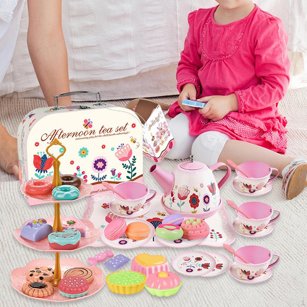 Игровой набор для послеобеденного чая, праздничный набор, десертные игрушки, ролевые игры для детей