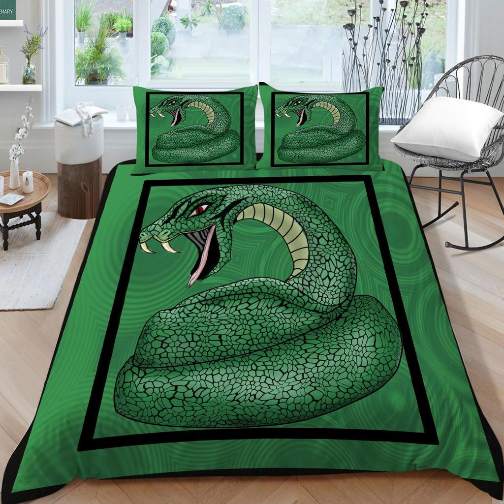 Комплект постельного белья с 3 принтами питона, пододеяльник со змеиным тематическим фоном, наволочка, украшение для постельного белья 2/3 спальни