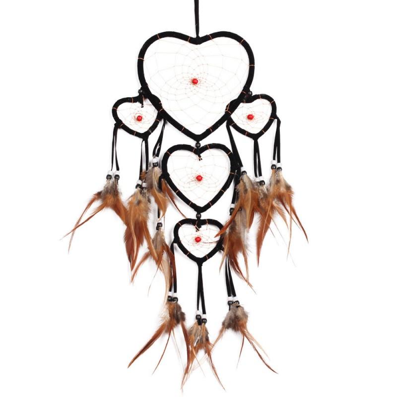 Heart Dream Catcher With Feathers Wall Car Room Hanging Decoration Ornament Craft MIT