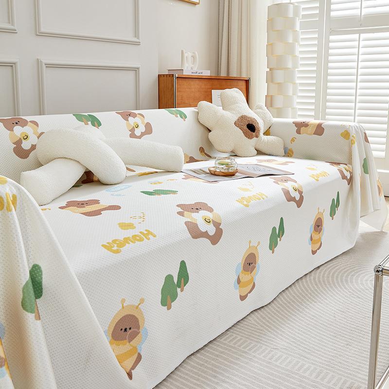 Чехол для дивана из ледяного шелка, летний чехол для дивана с рисунком из мультфильма, чехол для дивана Cute Fun Sha в полной комплектации