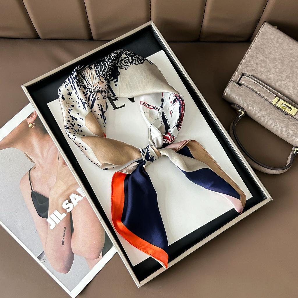 Шелковый шарф женский модный универсальный высокий смысл 70 квадратный шарф защита шеи шарф ретро шарф сумка