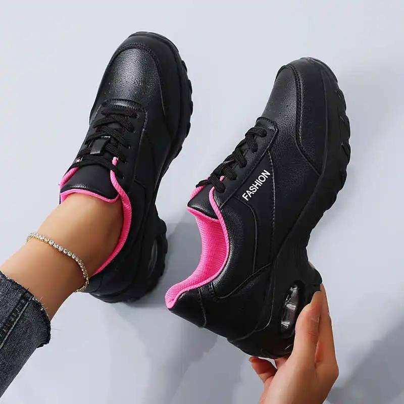 Fashion Synthetic Leather PU Leather Women Lace-up Sneakers Casual Ladies Moccasin Shoes 12 Size Sports Sport Items Tenes Mascolino