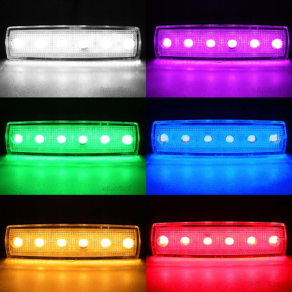 Multicolor LED Truck Side Light - 5 Colors, 6 LEDs, 12V/24V, Double-Sided Adhesive