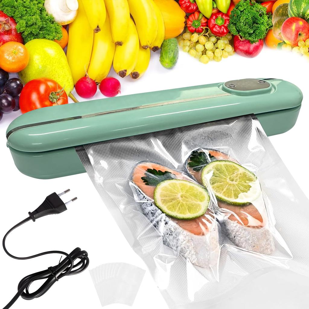 220 В Вилка ЕС Вакуумный упаковщик для продуктов Упаковочная машина с 10 бесплатными вакуумными пакетами Бытовая кухонная вакуумная упаковка для продуктов