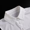 Office Lady Elegant Layering False Collar Detachable Dickey Blouse Hollow Out Circle Pattern Lace Women Lapel Half Shirt
