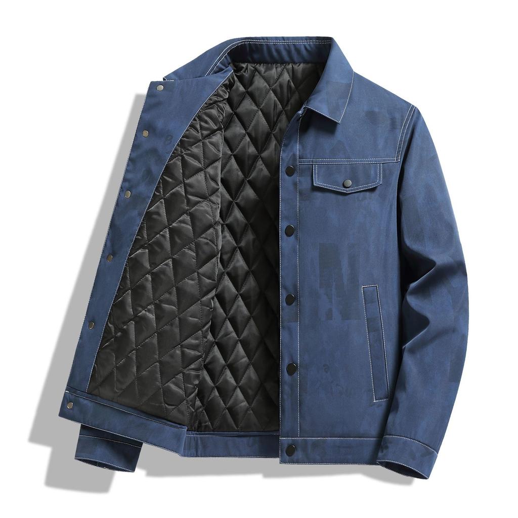 Autumn and Winter New All-print Lapel Jacket Men's Versatile Trendy Brand Jacket Hong Kong Style Top High-end Workwear Cardigan