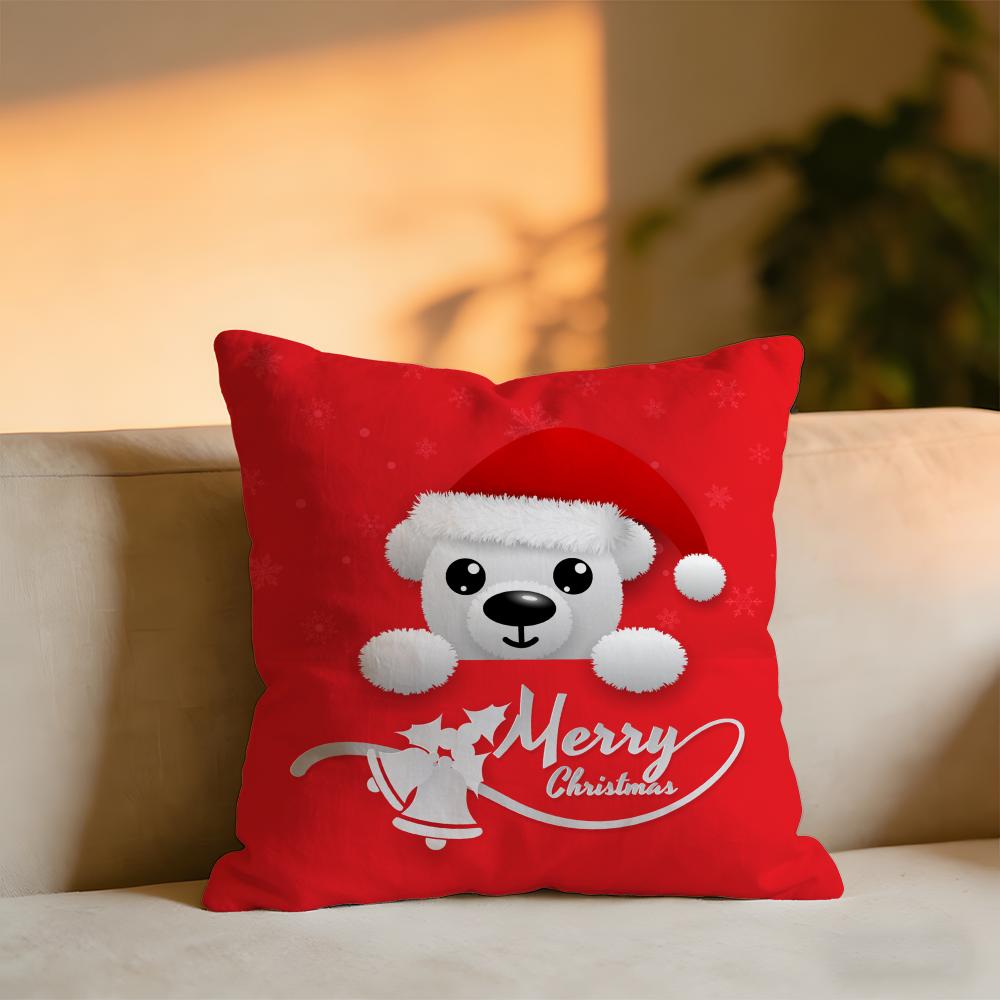Cute Christmas Cushion Cover Cozy Velvet Throw PillowSoft Warm Cushion For Sofa Bed