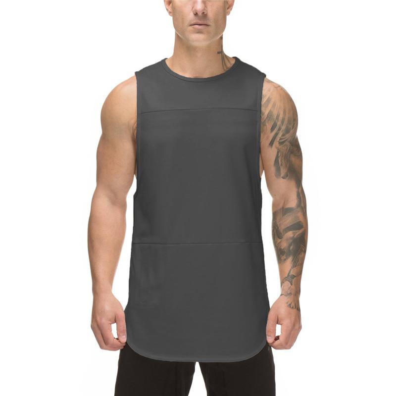 New Sports Vest Men'S Loose Summer Pure Cotton Fitness And Bodybuilding Quick Drying Sleeveless Shoulder White Base Shirt Sleeveless T-Shirt