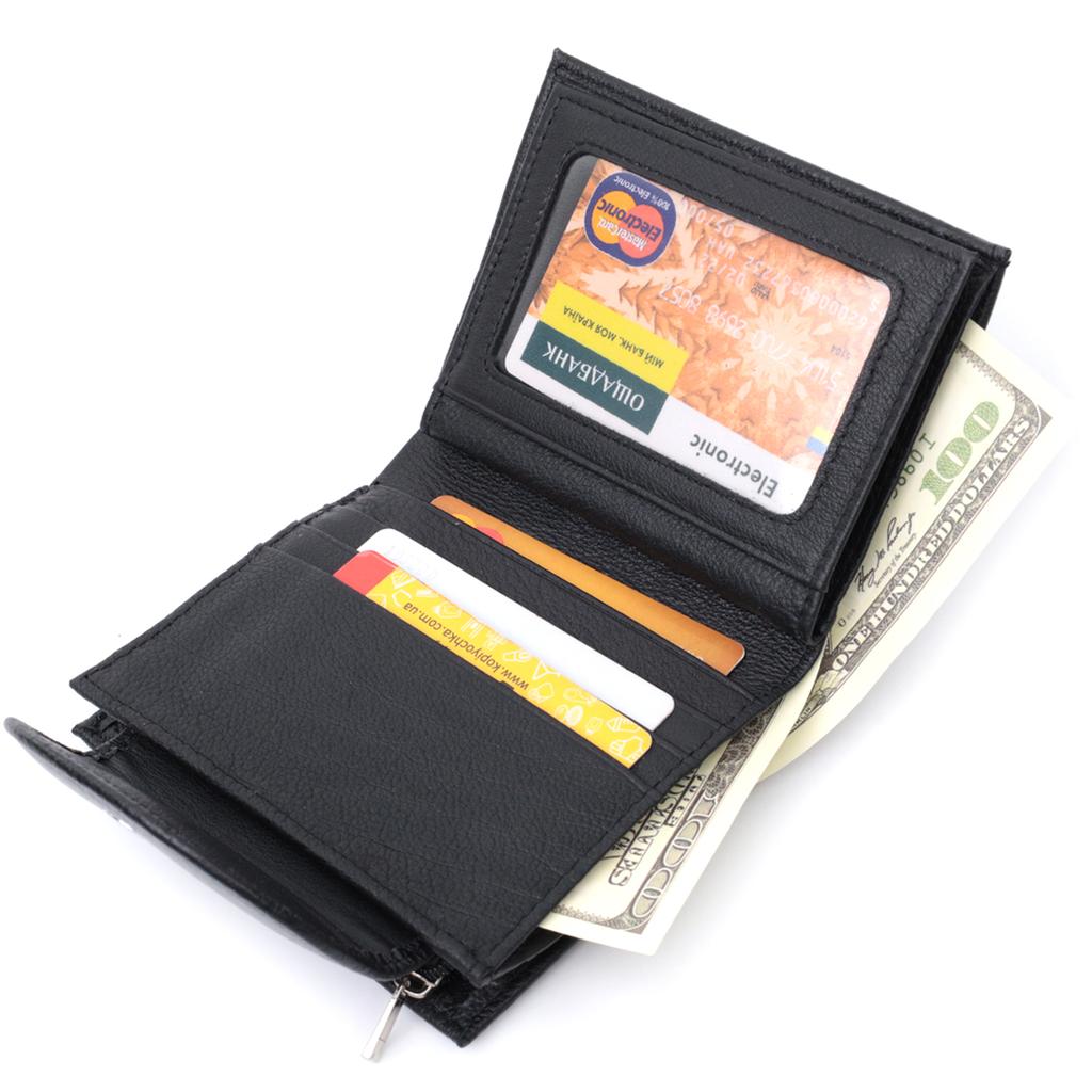 Convenient Women's Wallet with Coin Holder Made of Genuine Leather ST Leather 22711 Black