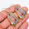 Agate Geode Slice Gemstone 925 Sterling Silver Jewelry Earring 2.05" GK-6877