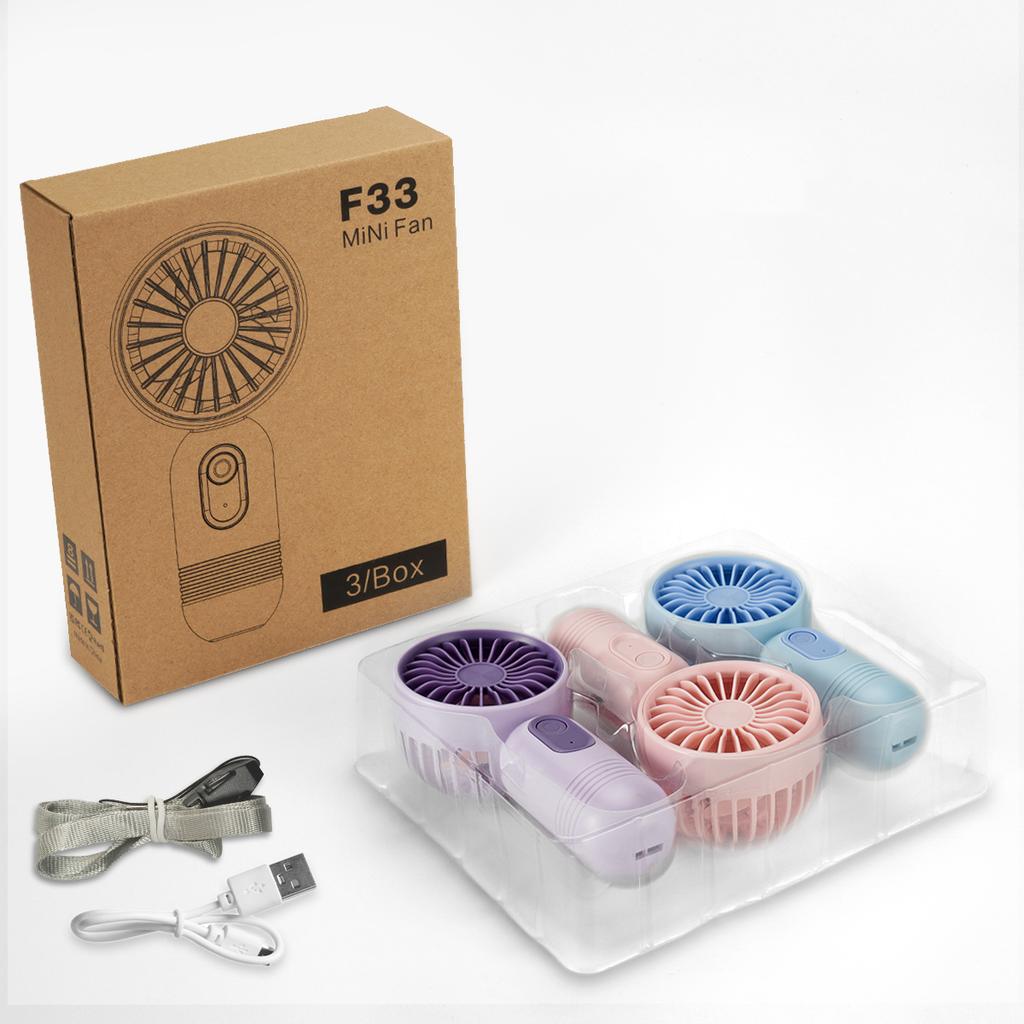 3pcs Portable Mini Handheld Fan with 3-speed for Travel USB Rechargeable Battery Operated Eyelash Fans
