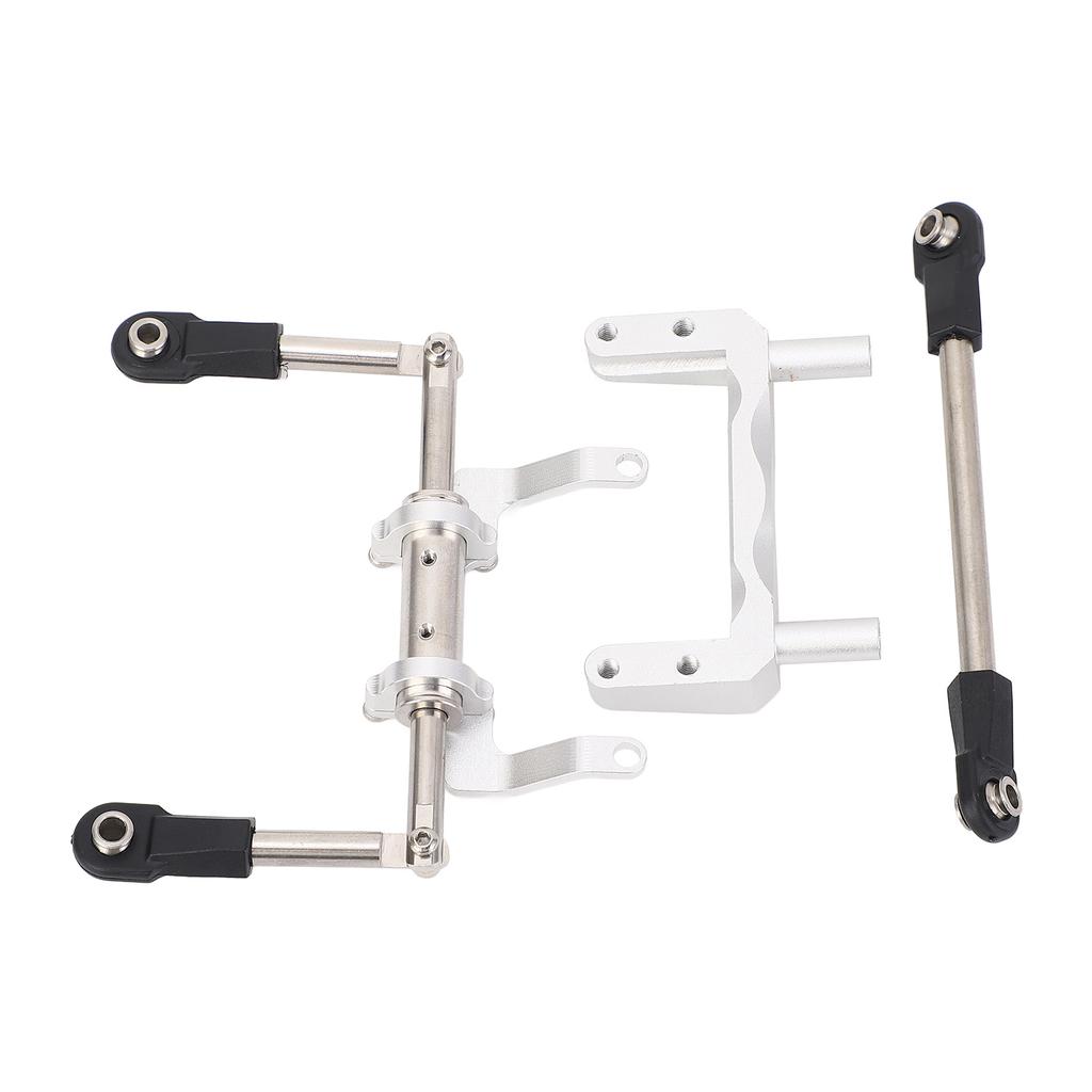 1 10 RC Servo Mount with Hydraulic Steering Link Aluminum Alloy Lightweight Adjustable Damping for SCX10 Models Silver