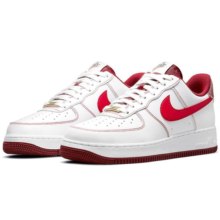 Nike Air Force 1 07 White University Красные мужские кроссовки Team-Red Sail DA8478-101