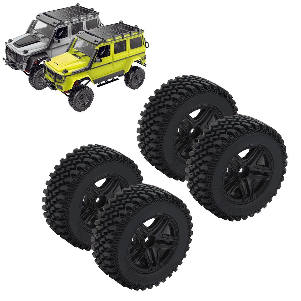 4PCS RC Metal Wheel Hub with Rubber Tire Set Fit for MN86K 1 12 RC Car Upgrade PartsBlack