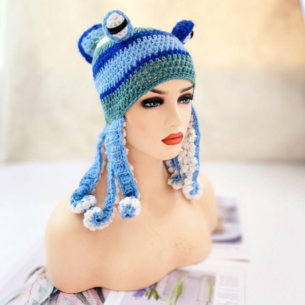 Хэллоуинская вечеринка, забавная голова осьминога, вязаная крючком шерстяная шляпа осьминога