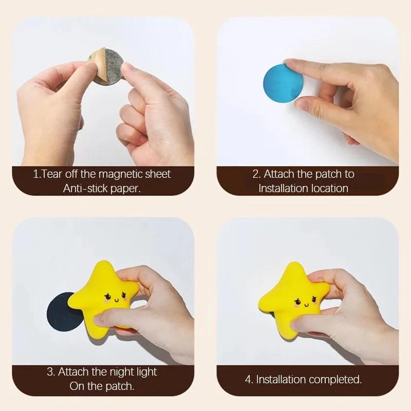 Мини светодиодный ночник USB перезаряжаемый мультяшный звезда луна силиконовый сенсорный светильник для детской спальни прикроватный декор подарок