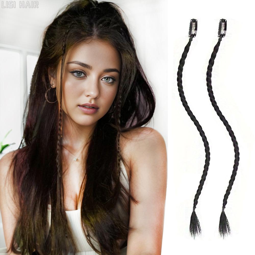 XINRAN Синтетические косы, передняя боковая челка, длинный плетеный хвост, наращивание волос на заколке, прямые шиньоны для женщин, косплей