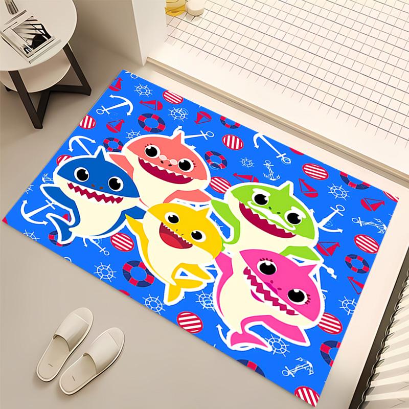 1pc B-Baby Shark Print Area Rug - Soft, Washable Non-Slip Indoor Mat, Living Room, Home Office Decorative Rug,Office Decorative