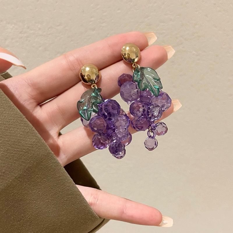 925 Silver Needle Purple Grape Earrings - Cute, Fashionable, and Stylish Earrings for Women