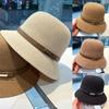 Womens Ladies Summer Straw Fisherman's Hat Sun Hat Adjustable Visor Hat