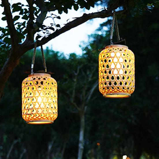 Солнечная тканая лампа Мягкое освещение IP65 Водонепроницаемый Автоматическое включение/выключение Перезаряжаемый Простота установки Бамбуковый подвесной солнечный светильник Садовый декор