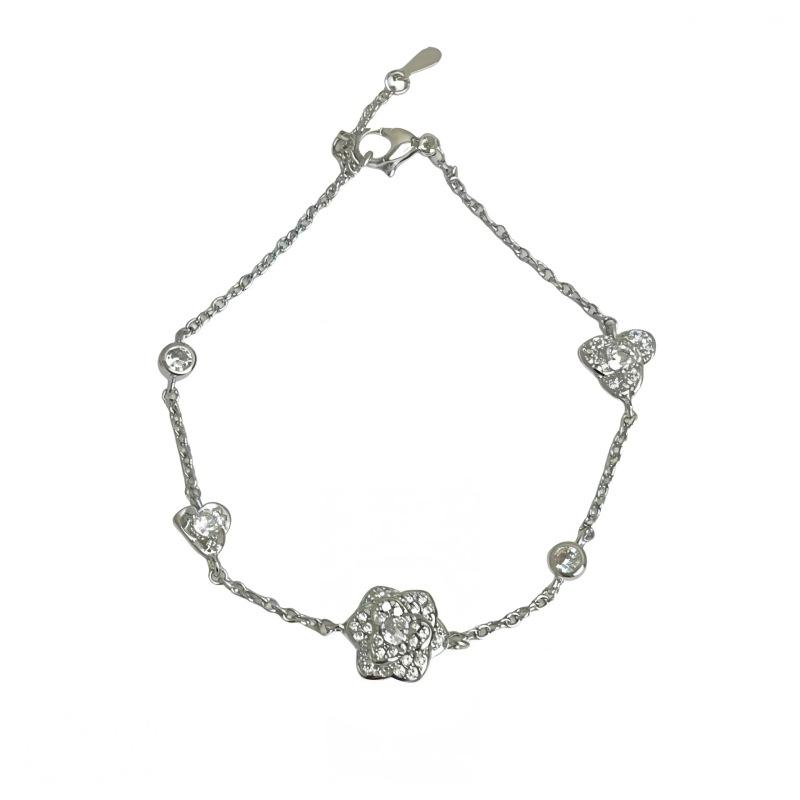 New Camellia Bracelet Niche Design High-End Zircon Personality Light Luxury Temperament Horseshoe Flower Jewelry