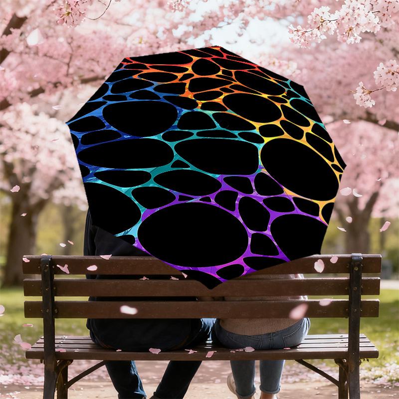 1pc Abstract Pattern Automatic Open/Close Umbrella with Windproof, 8-Rib Sturdy Canopy, Durable Ribs, Fashionable Design1200A