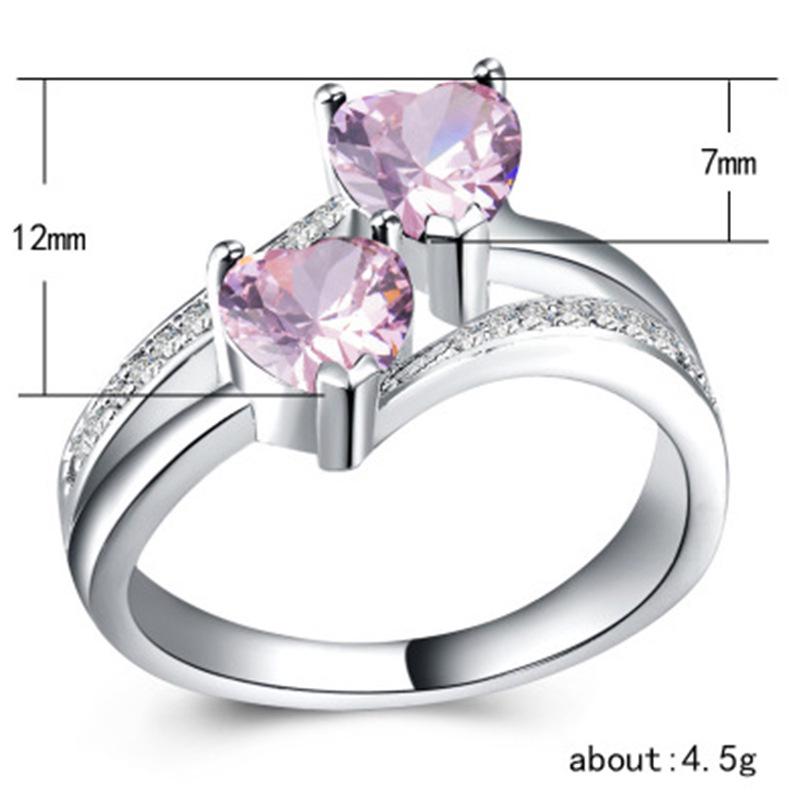 Кольцо Chenrui Zircon Double Heart Ring - европейская и американская женская бижутерия