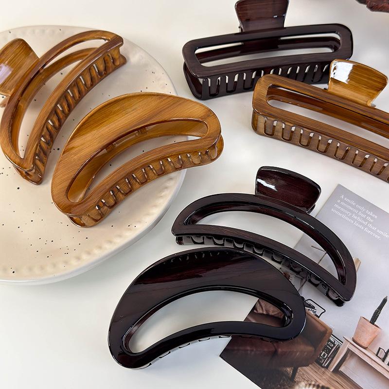 Ретро Акриловый Большой Зажим для Волос Под Черепаховый Панцирь Модные Полые Полумесяцы Заколки Зажимы-Акулы Женские Темпераментные Заколки Повязки на Голову