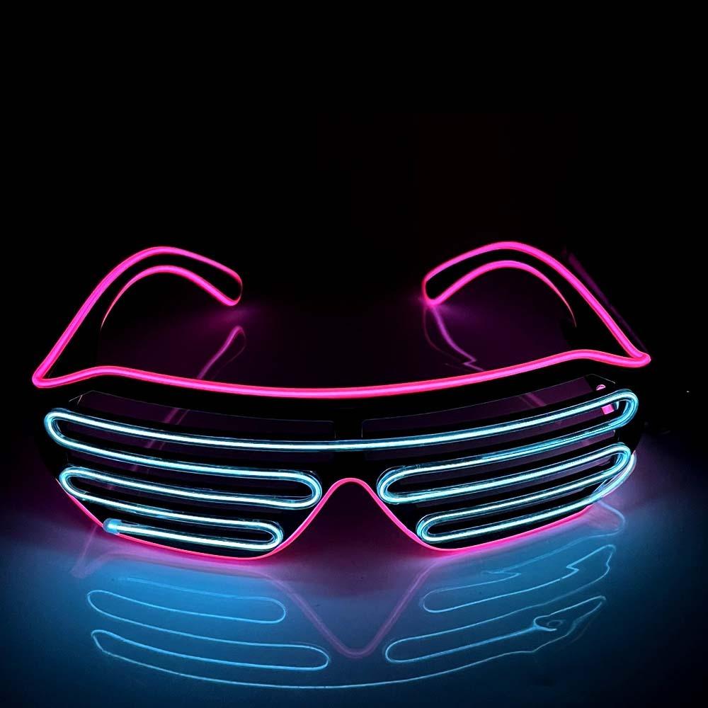 Cool LED Glowing Glasses Double Colors Fluorescent Glasses Neon Glasses Halloween Costumes