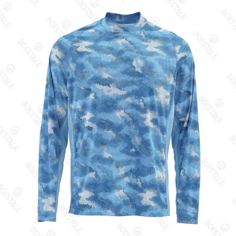 Mens Quick-Dry UV Protection Fishing T-Shirt Long Sleeve Crew Neck Outdoor Angling Summer Wear