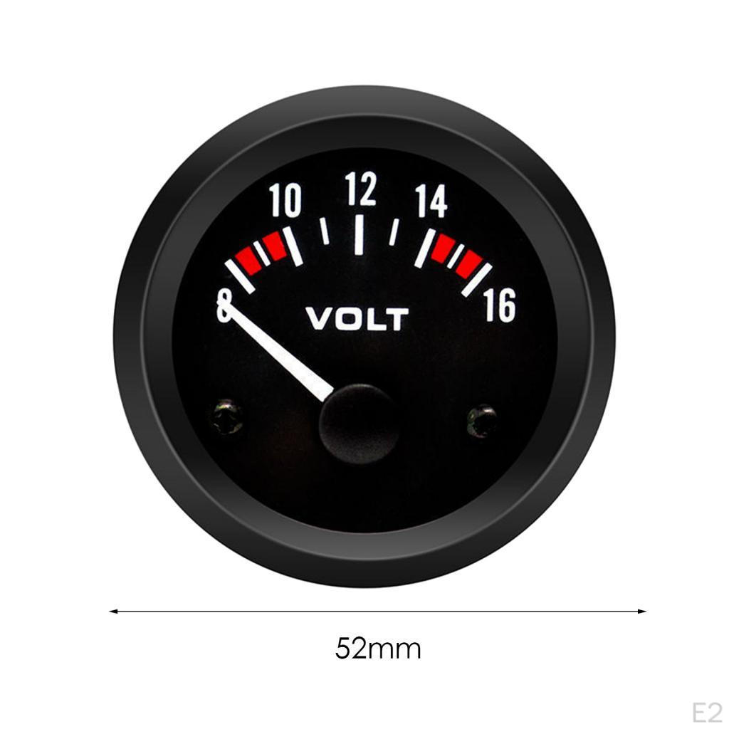 Car Voltmeter Voltage Gauge Auto Parts Measure Range 8-16 V 52mm Durable Electronic