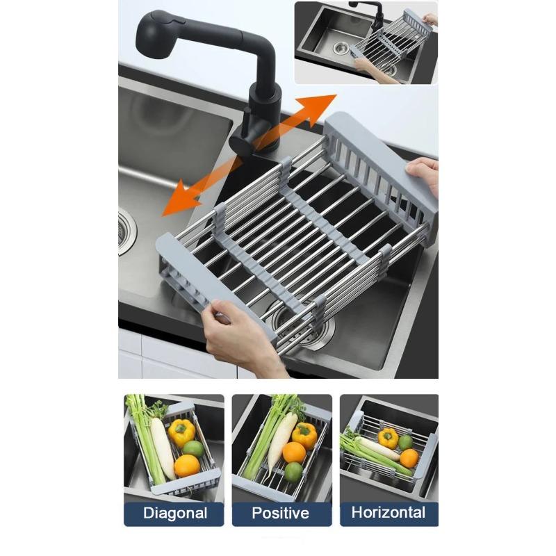 Сливная полка для кухонной раковины из нержавеющей стали 304, сушилка для посуды, органайзер для хранения, корзина для фруктов и овощей