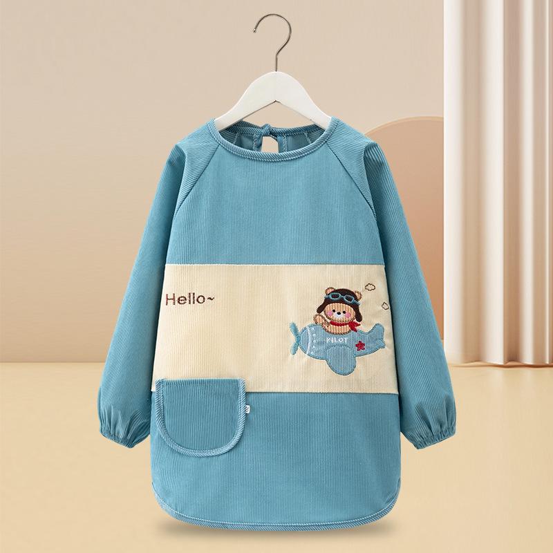 Reversible Long-Sleeve Waterproof Apron for Older Kids - Large Size, Suitable for Kindergarten Boys and Girls.