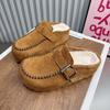 Модная женская обувь Увеличенная внутренняя подкладка Носок из натуральной кожи Тапочки Женские Летние Меховые Шлепанцы Слайды 2025 Плюшевая меховая обувь Genui