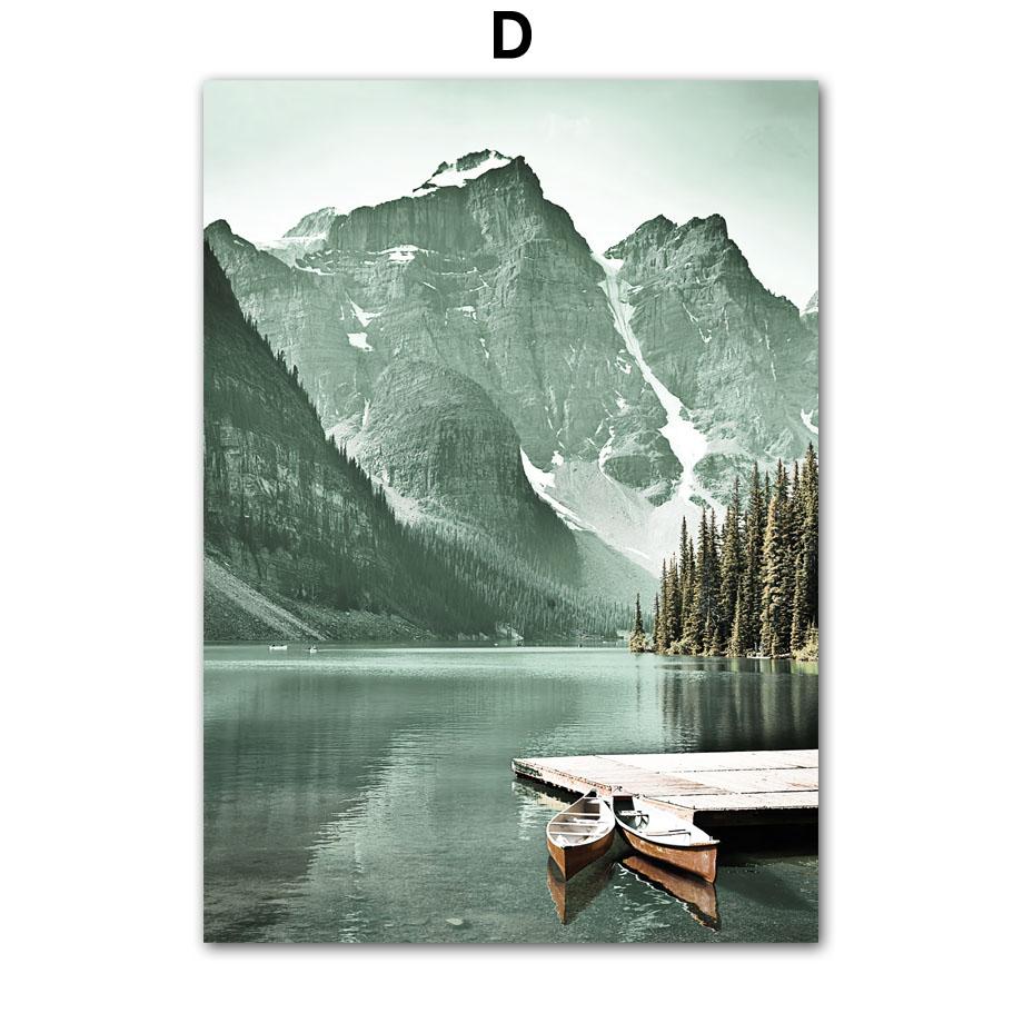 Лето зеленое озеро, лес, холм, цветок, абстрактные постеры на скандинавскую тему и принты, настенная живопись на холсте, Декор, фотографии для гостиной