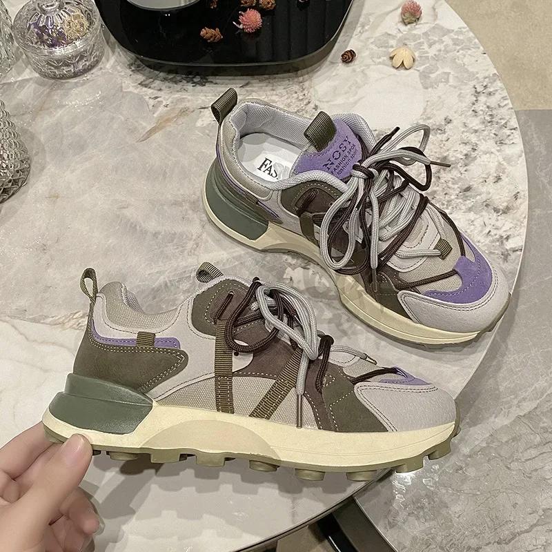 Модная женская спортивная обувь, классические кроссовки, женские дышащие сетчатые кроссовки на шнуровке, осенняя повседневная обувь разных цветов, женская теннисная обувь