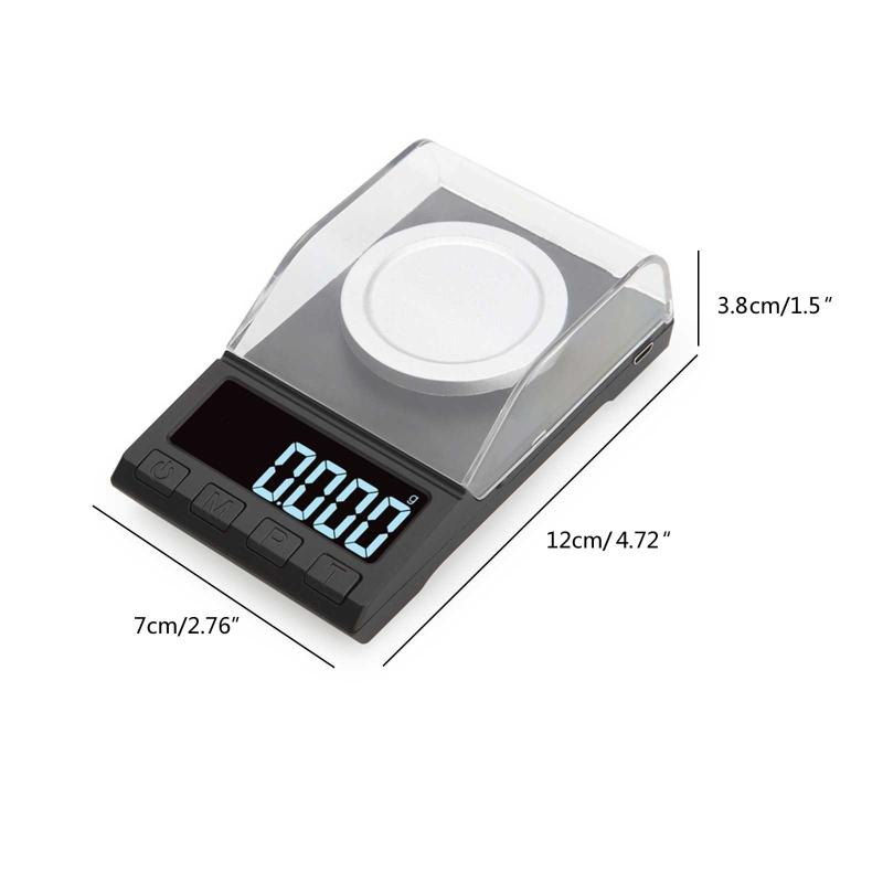 Digital Pocket Scale 10/20/50g 0.001g Mini Jewelry Gold Lab Carat Powder Weigh Scales with Calibration Weights Tray