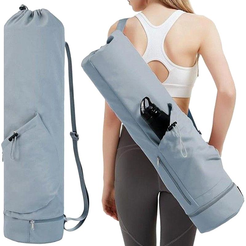 Large Capacity Exercise Yoga Mat Bag Multifunction Storage Bag Waterproof Fitness Bag Full-Zip Canvas Adjustable Shoulder Strap