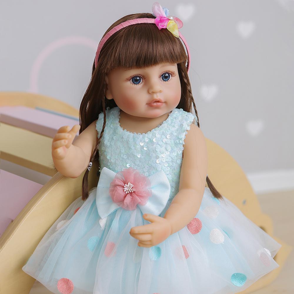 Decdeal 22 дюймов Reborn Baby Doll Силиконовые реалистичные милые куклы для всего тела Детские подарочные куклы с